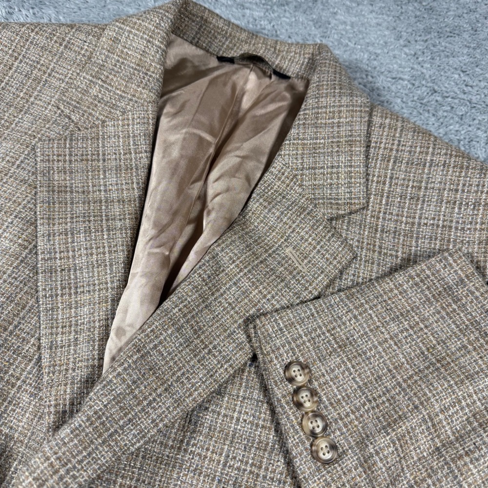 Jos. A. Bank Sport Coat Mens 44R Tan Silk Wool Knit Textured Blazer Jacket